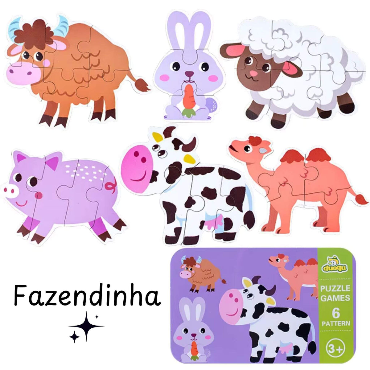 Brinquedo de Madeira | Quebra- Cabeça Fazendinha 4